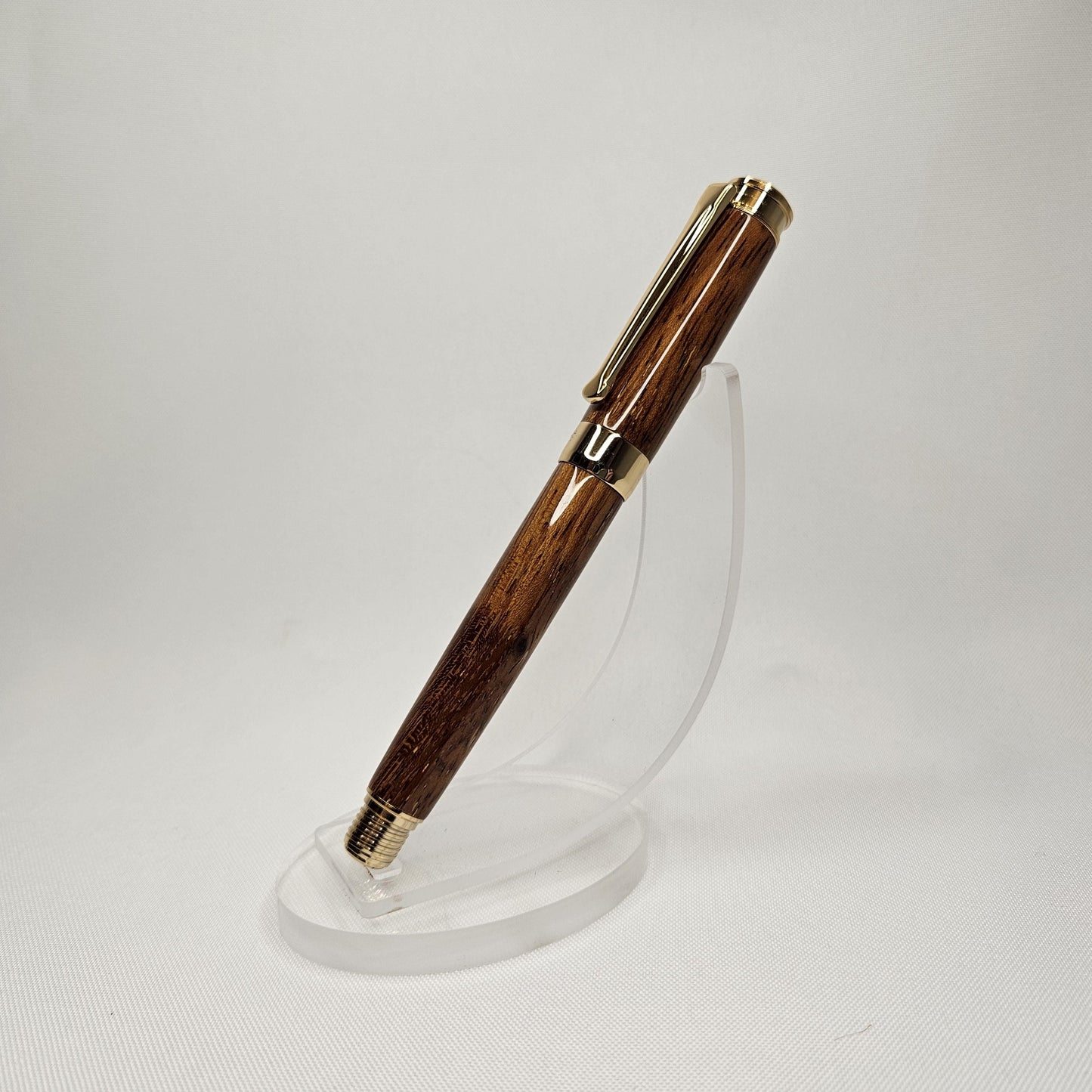 Merbau hardwood handmade rollerball executive pen with golden accents