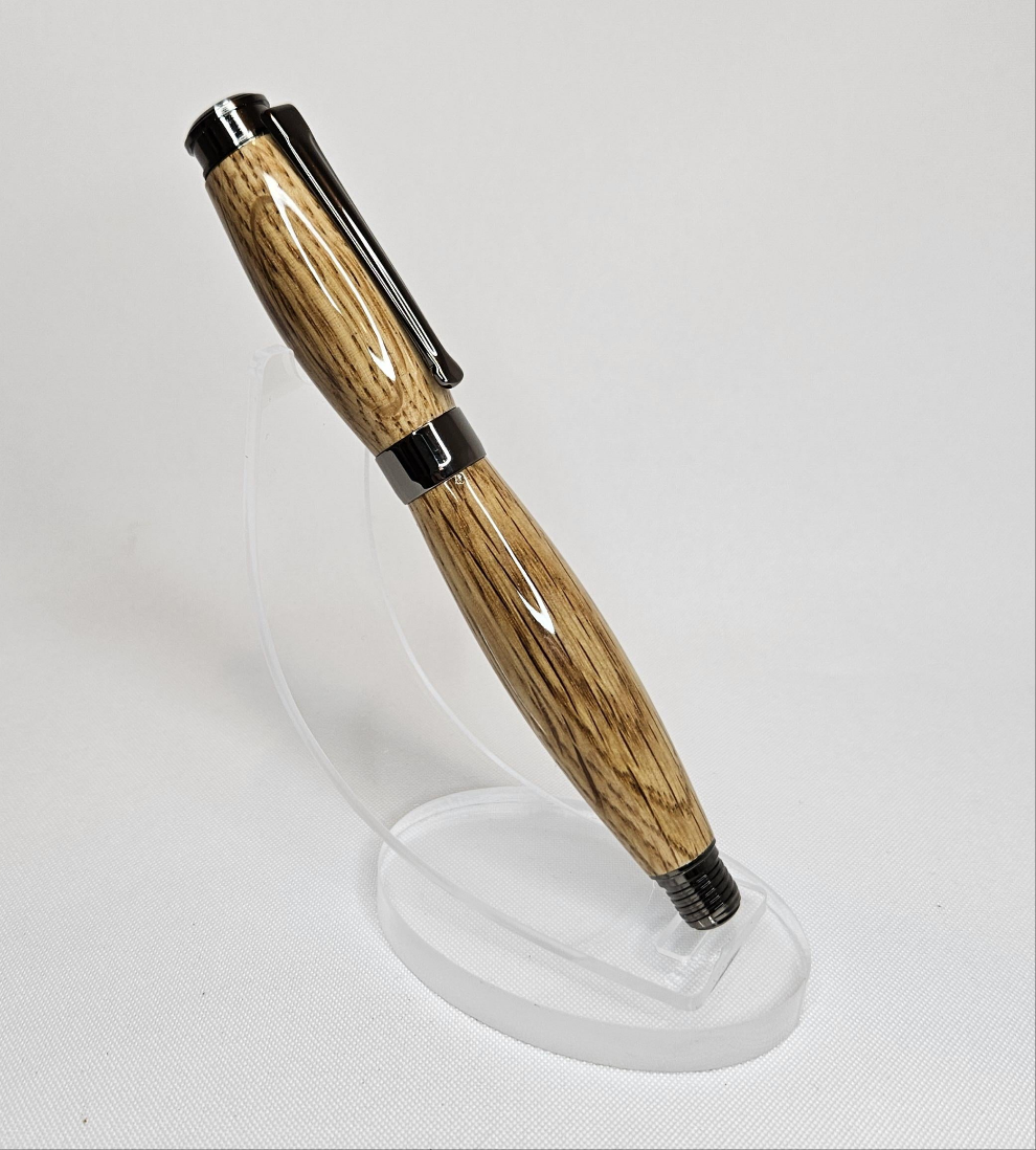 Jack Daniels Whiskey Barrel Wood Rollerball Pen with Gunmetal Hardware - Gift Packaged