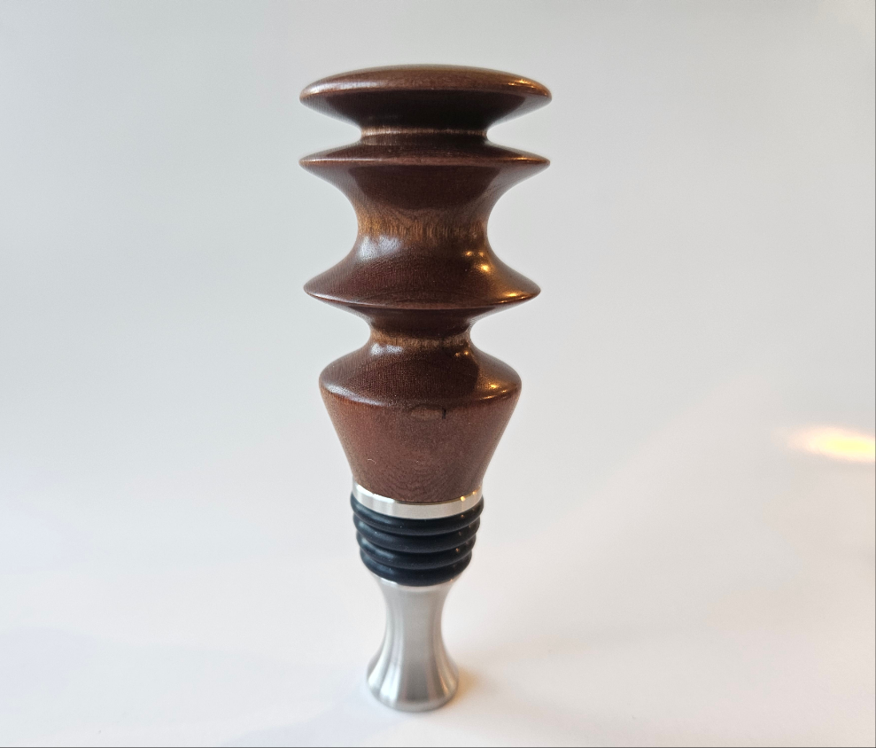 Handmade Walnut Bottle Stopper – with Stainless Steel Base | Made in Chesapeake, VA