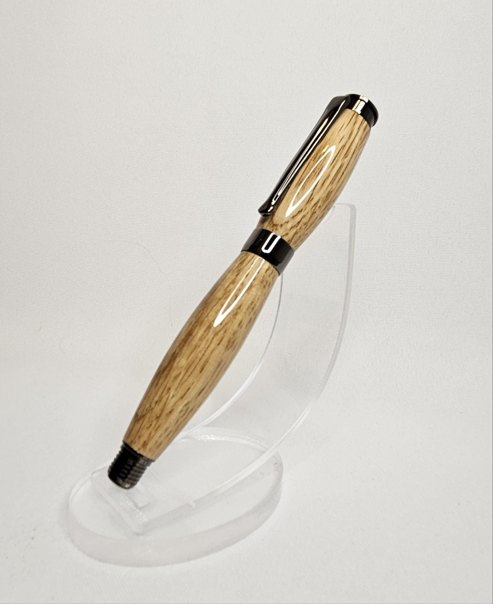 Jack Daniels Whiskey Barrel Wood Rollerball Pen with Gunmetal Hardware - Gift Packaged