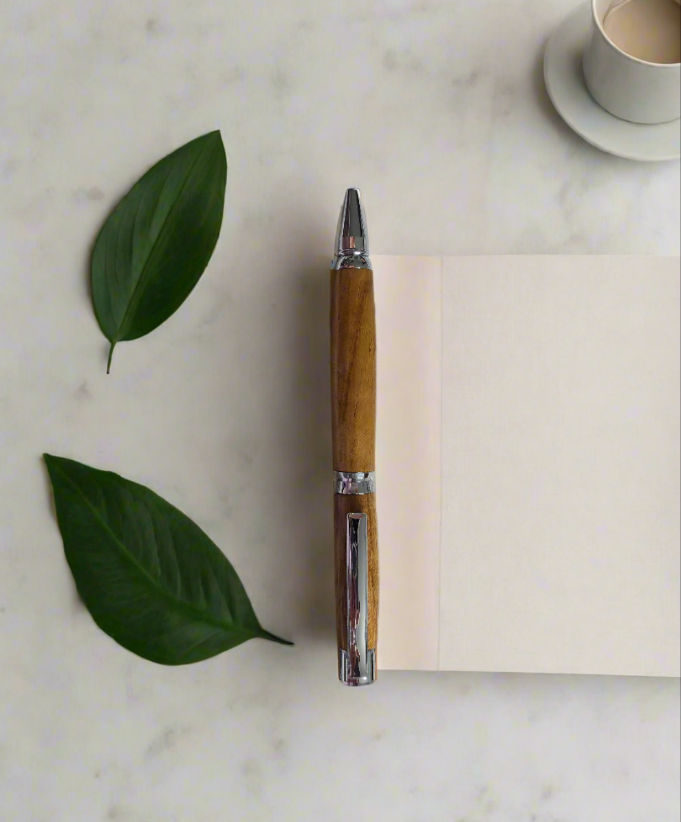 Teak Twist Pen with Chrome Hardware