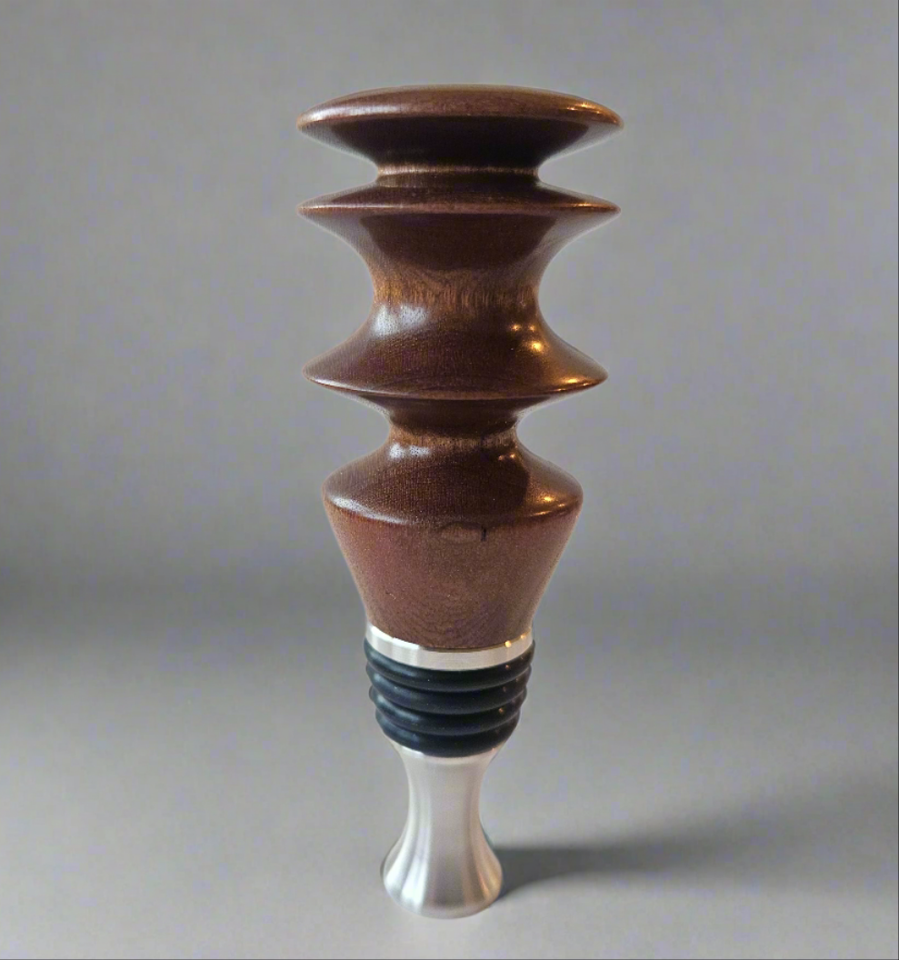 Handmade Walnut Bottle Stopper – with Stainless Steel Base | Made in Chesapeake, VA
