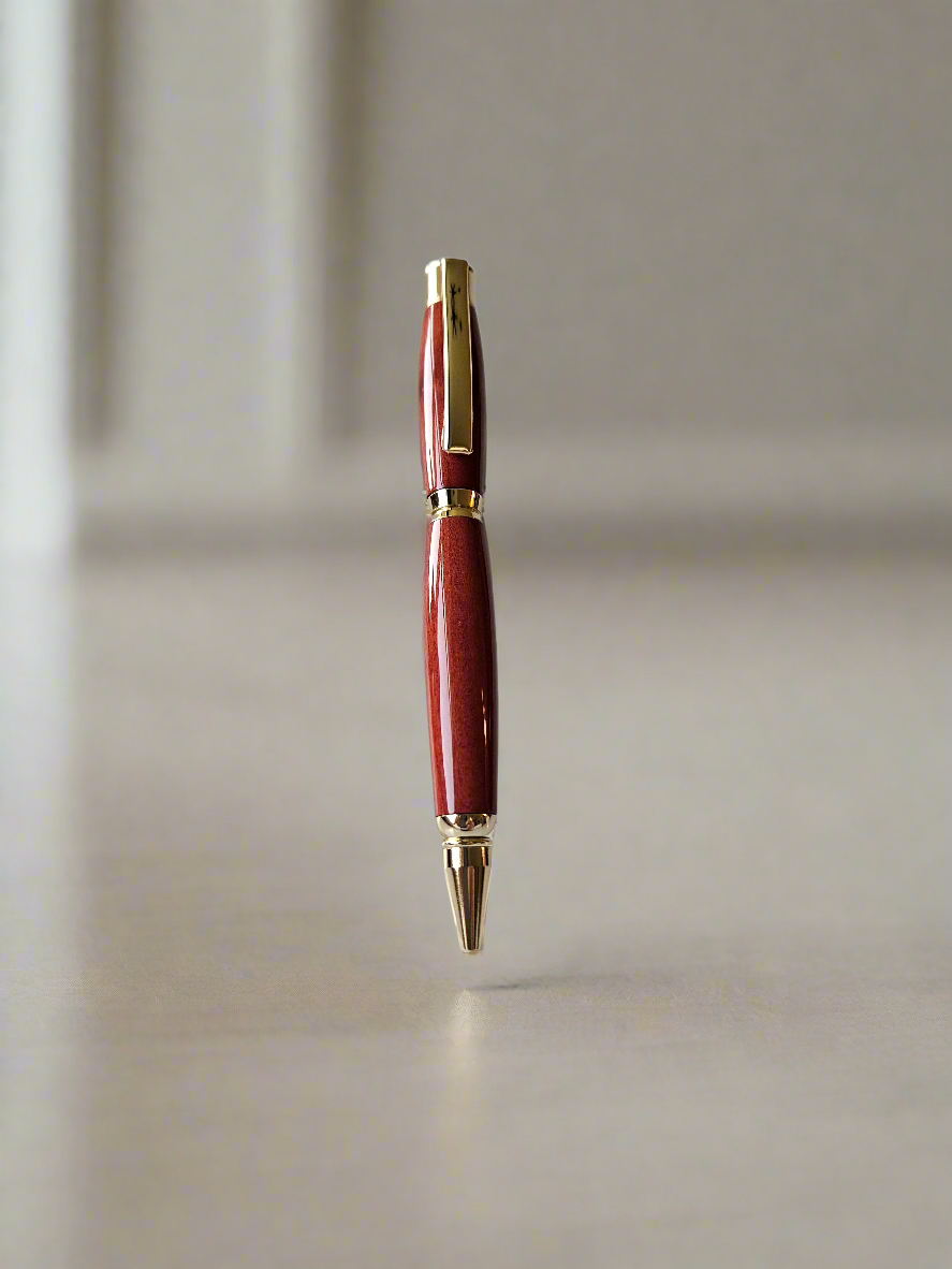 Handmade Pink Ivory Wood Pen with Gold Hardware | Luxury Gift | Crafted in Chesapeake, VA