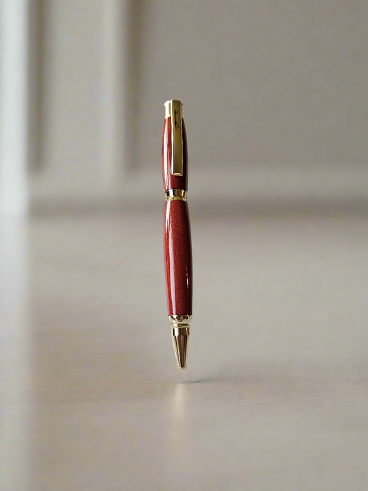 Handmade Pink Ivory Wood Pen with Gold Hardware | Luxury Gift | Crafted in Chesapeake, VA