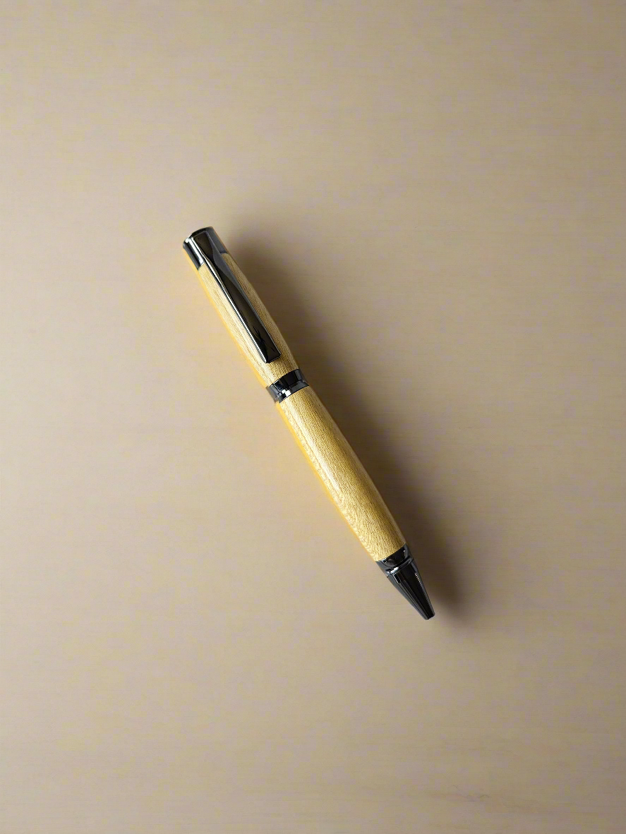 Handmade Yellowheart Pen with Gunmetal Hardware – Made in Chesapeake, VA