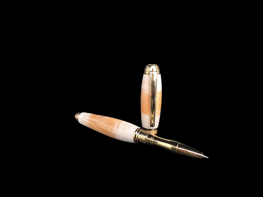 Handmade Olivewood Pen with White Overlay