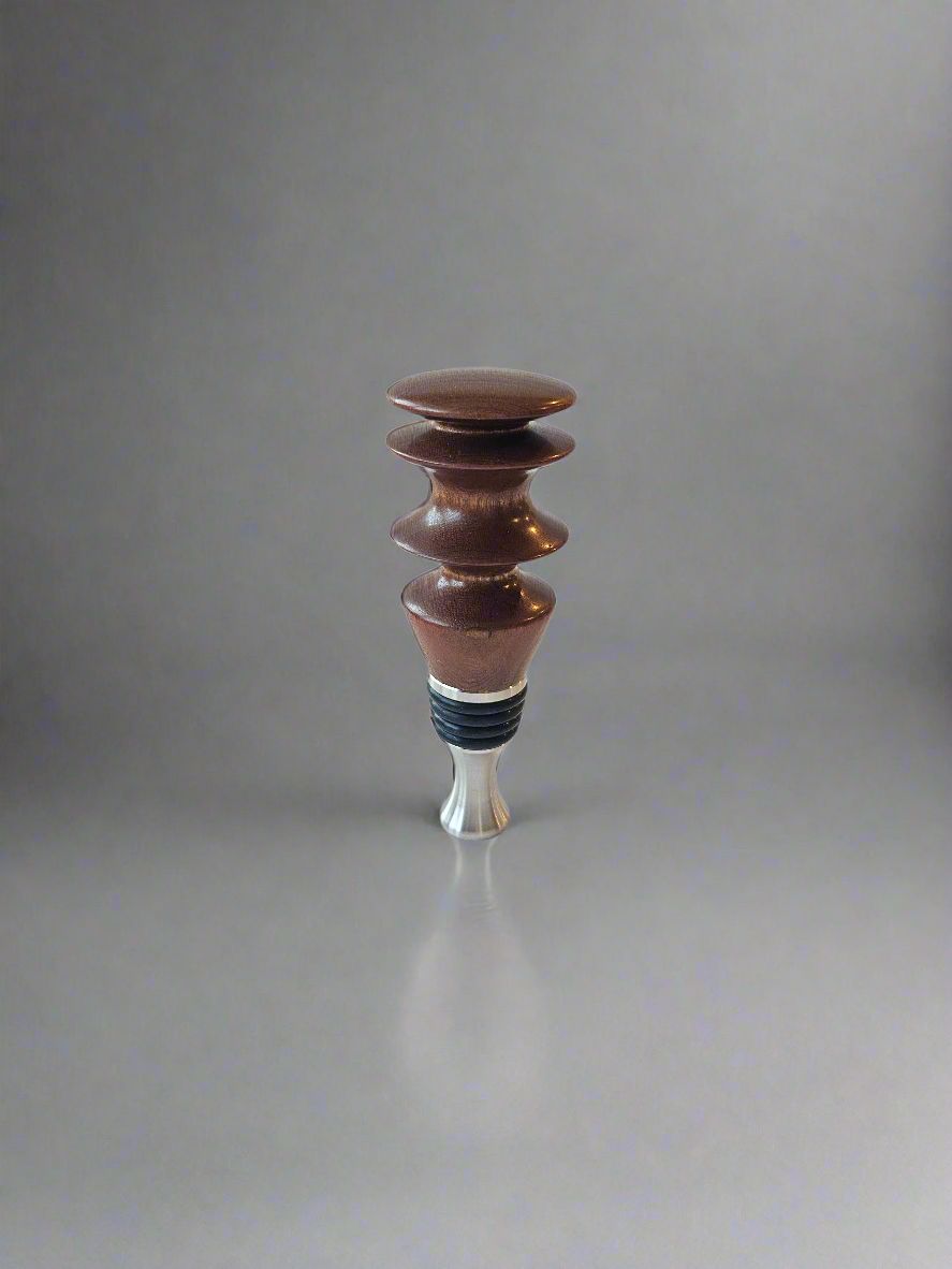 Handmade Walnut Bottle Stopper – with Stainless Steel Base | Made in Chesapeake, VA