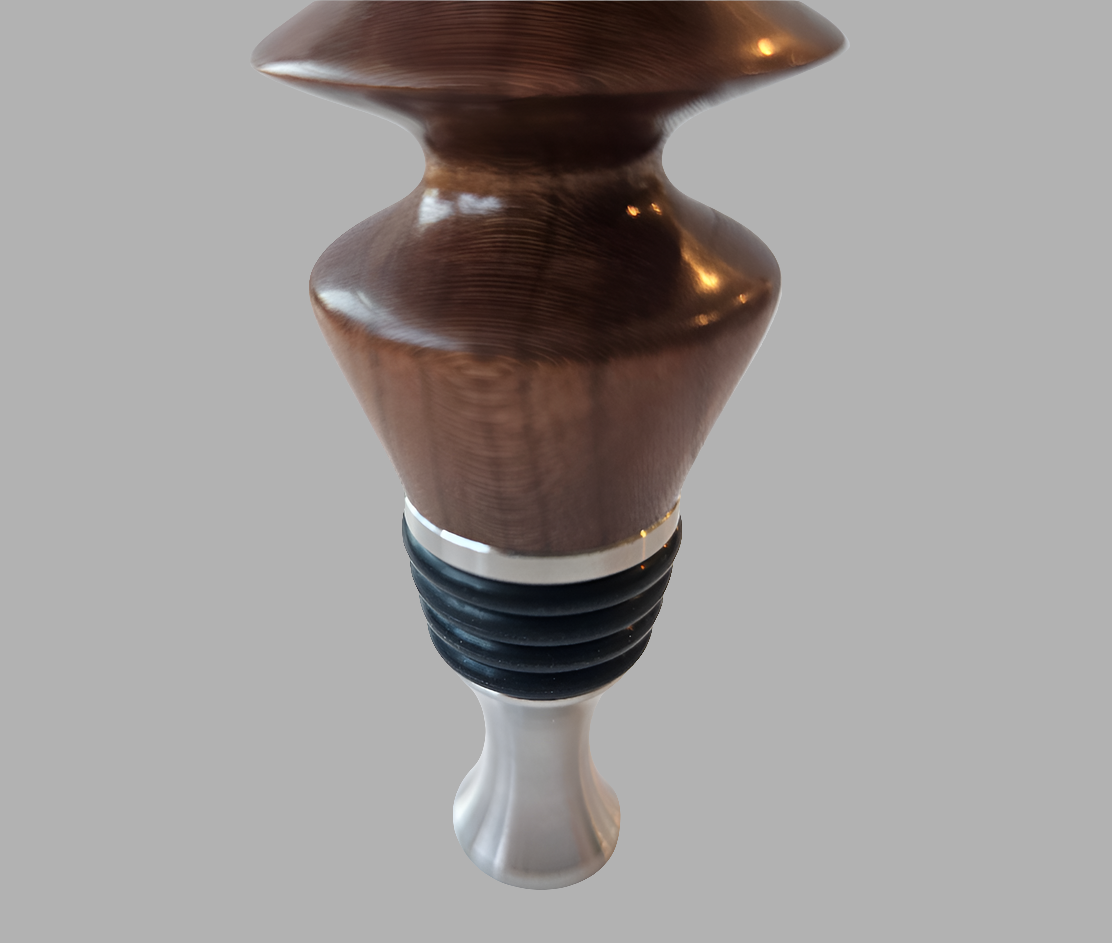 Handmade Walnut Bottle Stopper – with Stainless Steel Base | Made in Chesapeake, VA