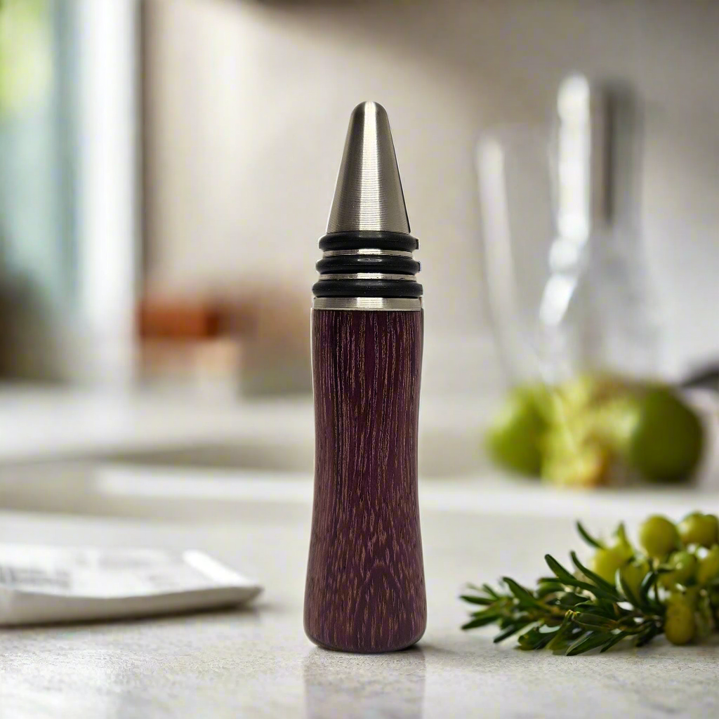 Purpleheart & Maple Stainless Steel Wine Stopper Gift Set