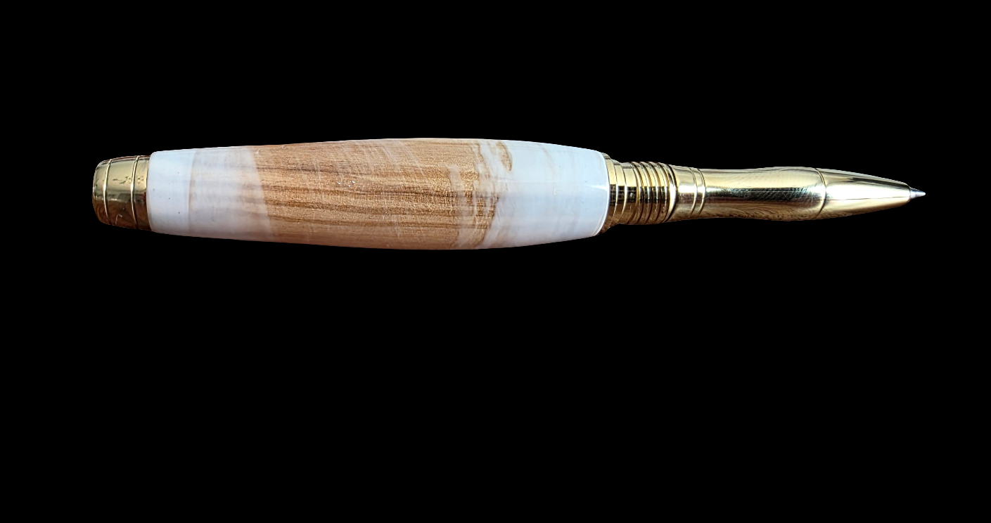Handmade Olivewood Pen with White Overlay