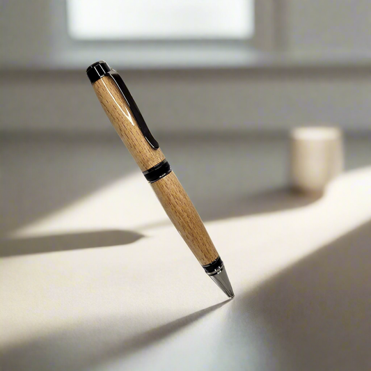 Beech Cigar Pen with Gunmetal Hardware and Black Accents
