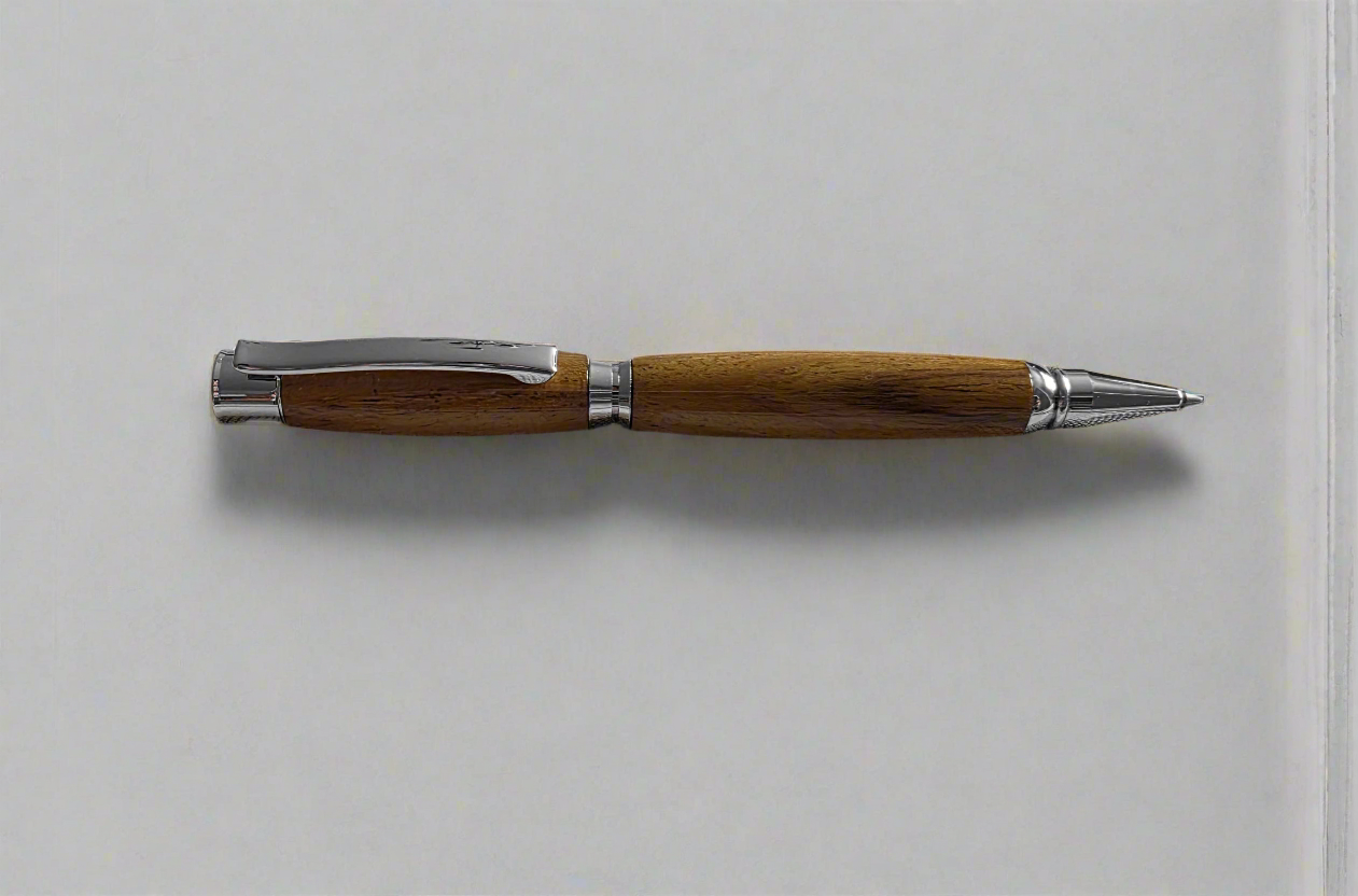 Teak Twist Pen with Chrome Hardware
