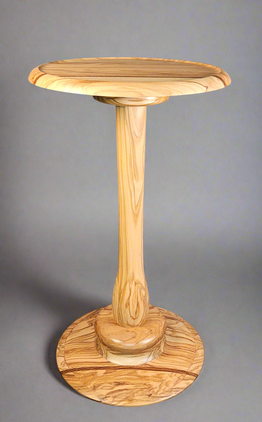 Artisan Handmade Olivewood Beverage Table with Brazilian Cherry Accent Detail