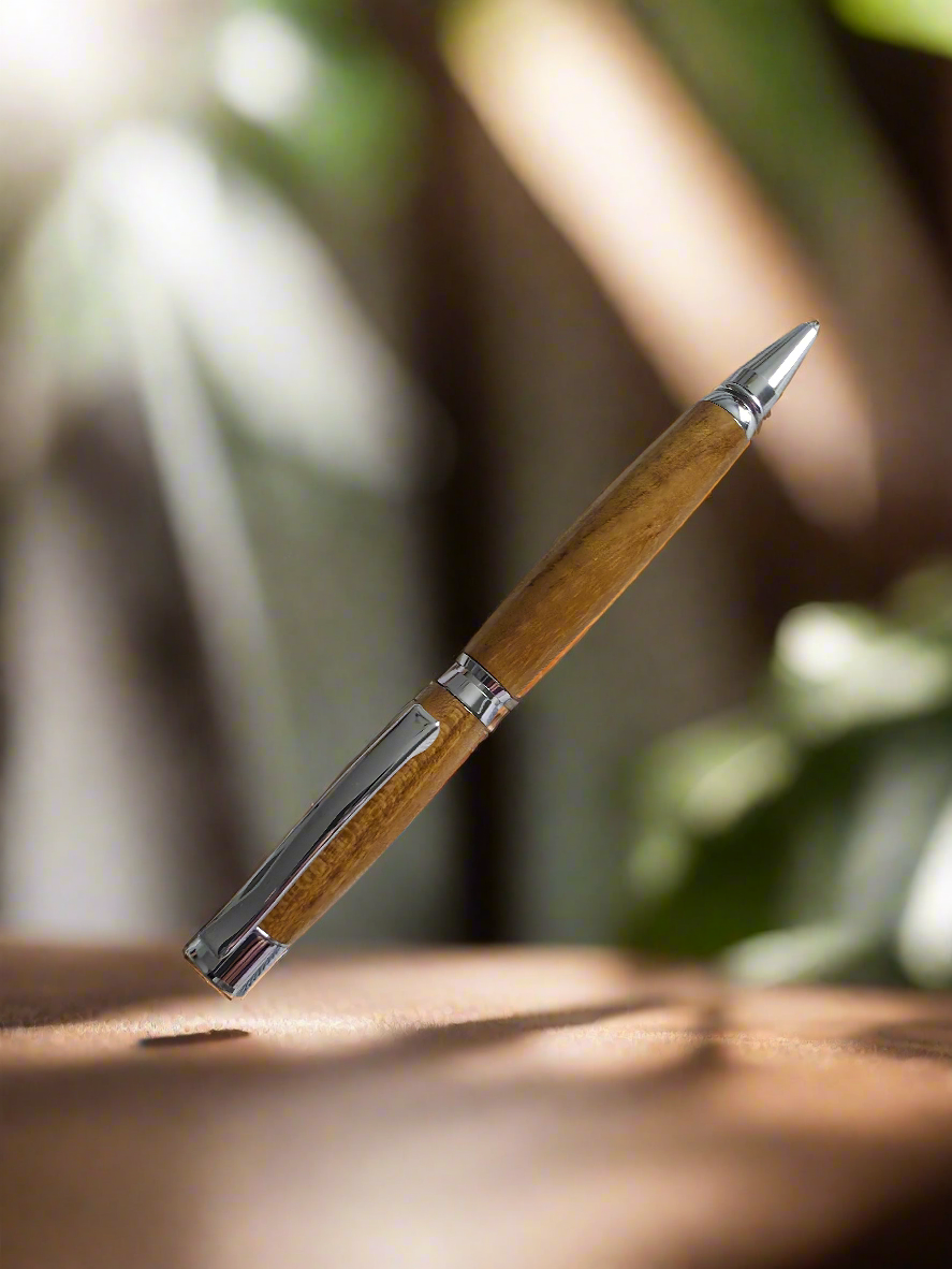 Teak Twist Pen with Chrome Hardware