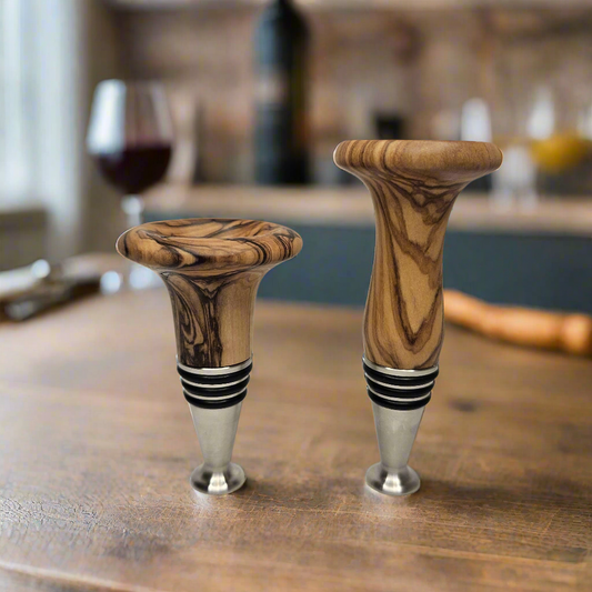 Handmade Olivewood Wine Stopper Gift Set