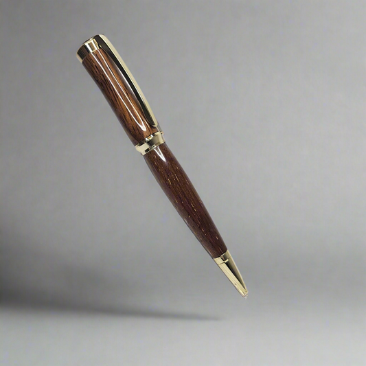 Handmade Merbau Hardwood Pen with Golden Accents – Elegant Writing Instrument