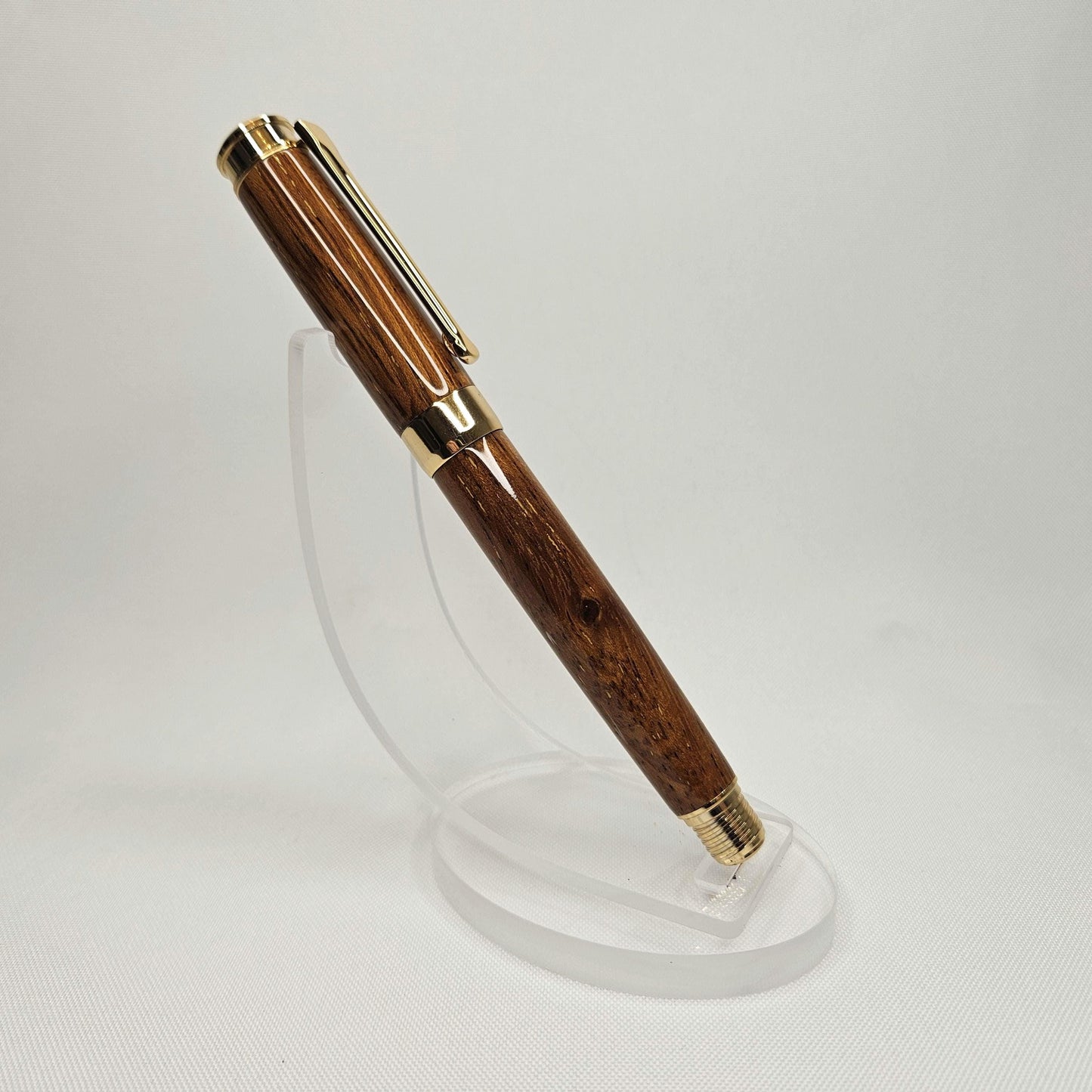 Merbau hardwood handmade rollerball executive pen with golden accents