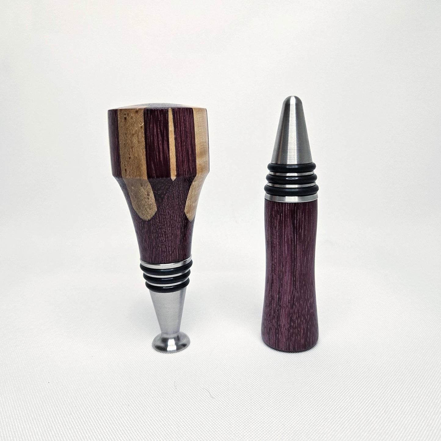 Purpleheart & Maple Stainless Steel Wine Stopper Gift Set