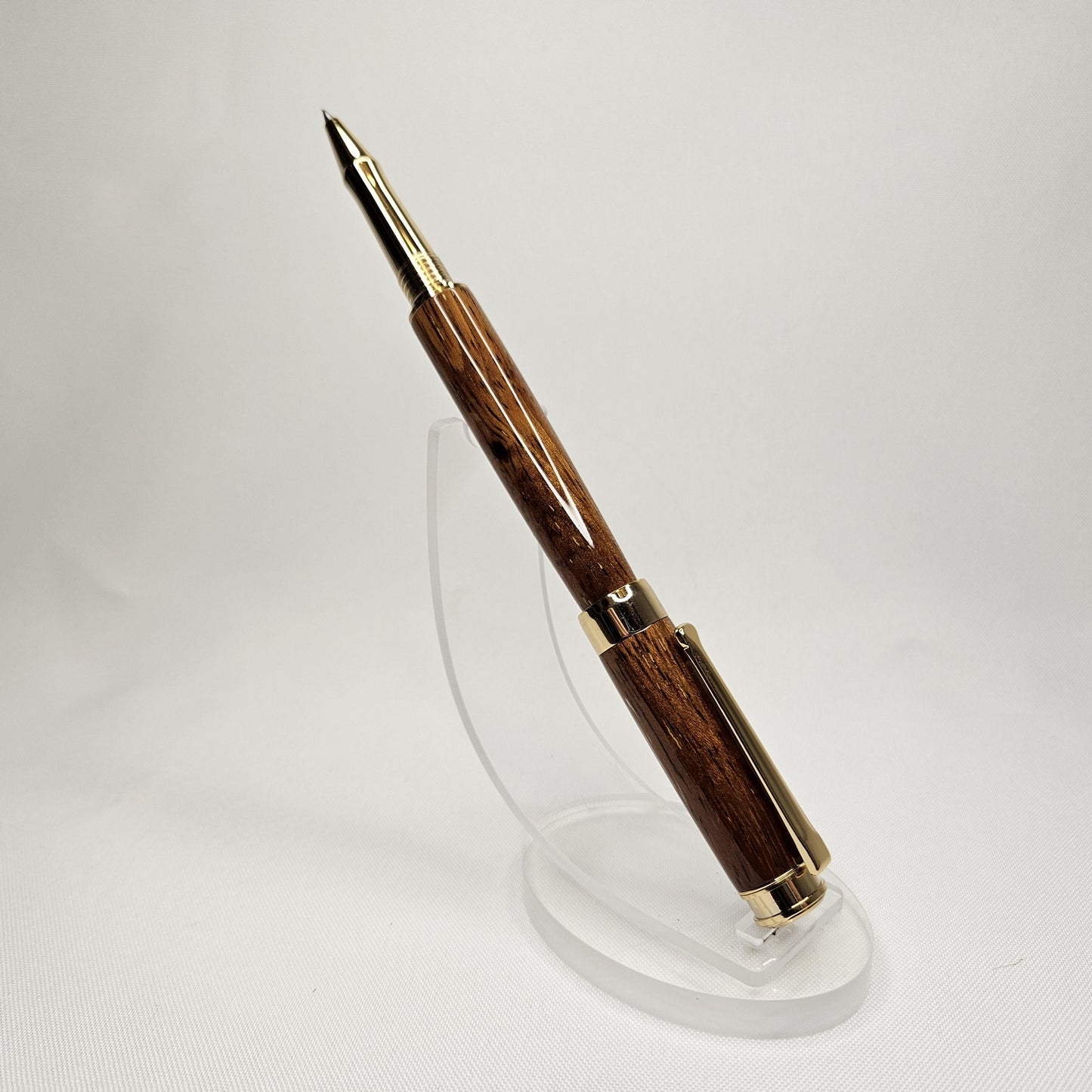 Merbau hardwood handmade rollerball executive pen with golden accents