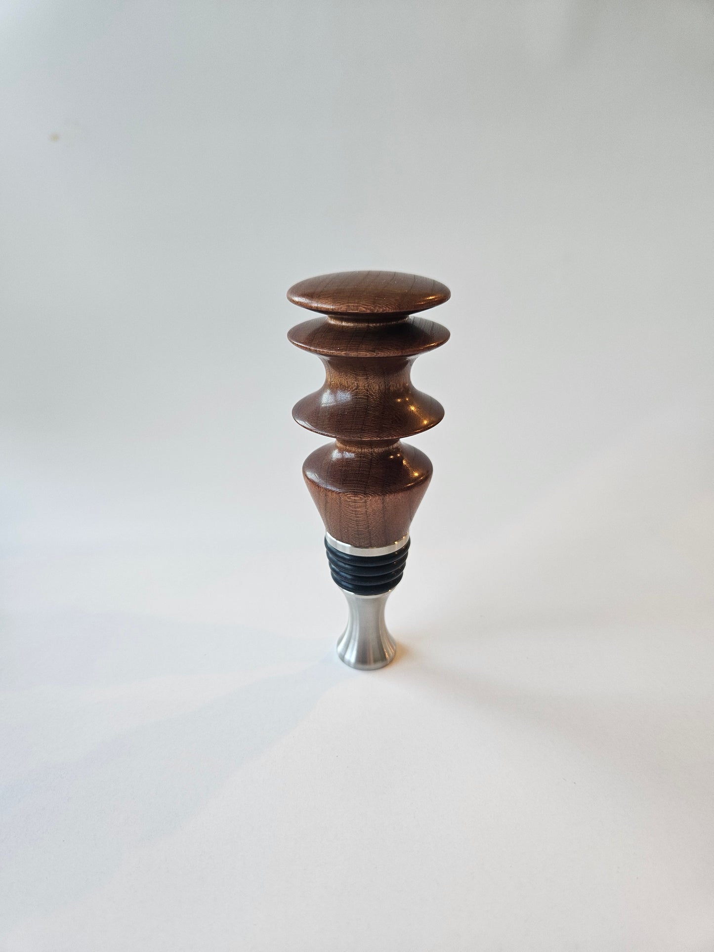 Handmade Walnut Bottle Stopper – with Stainless Steel Base | Made in Chesapeake, VA