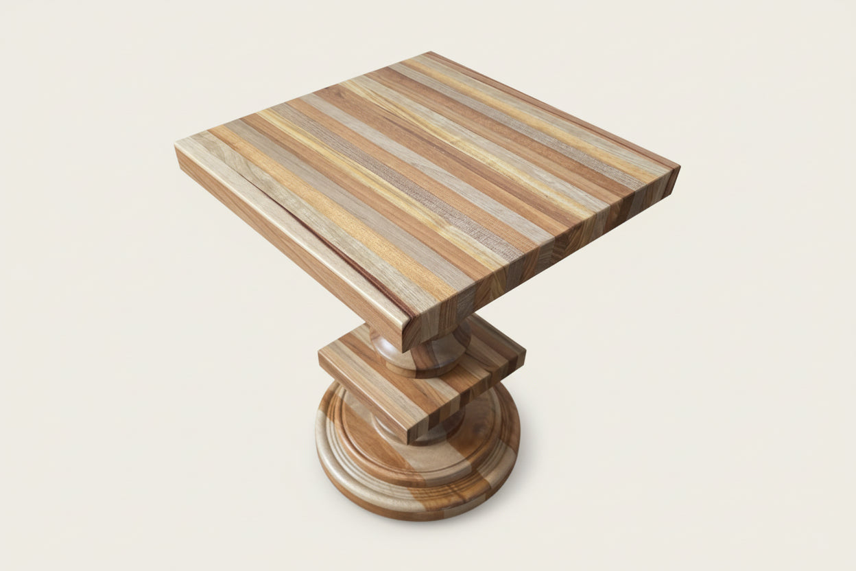 Handmade Solid Canary Wood Accent Table