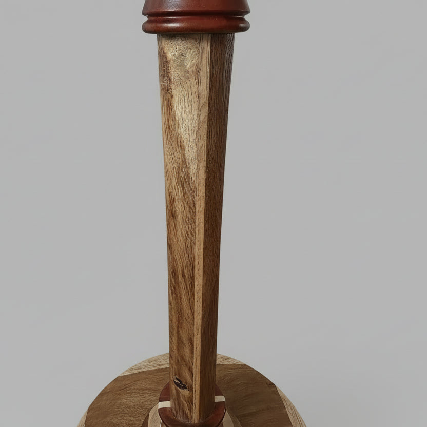 Custom Hand-Jointed Teak & English Oak Beverage Table with Redheart Inlays