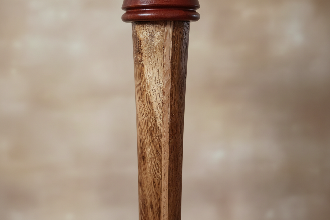Custom Hand-Jointed Teak & English Oak Beverage Table with Redheart Inlays