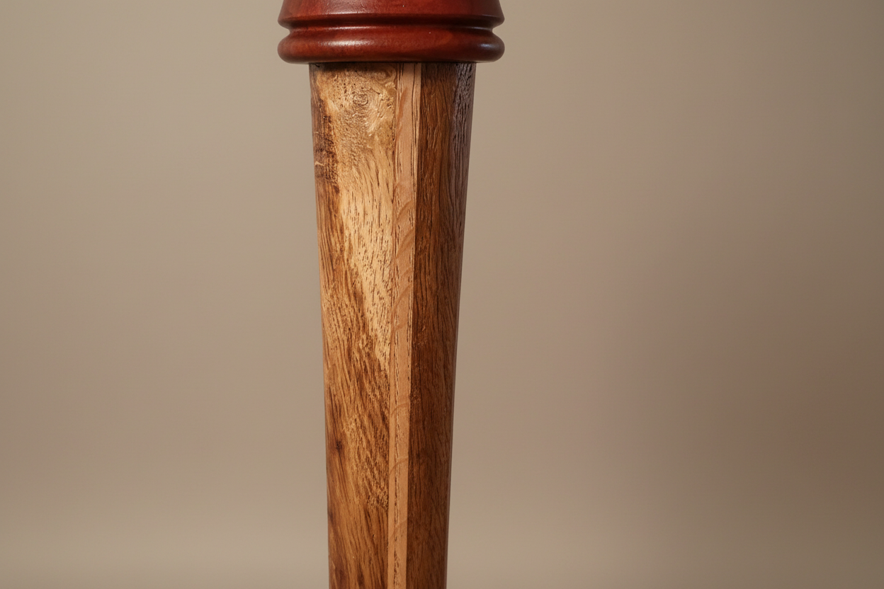 Custom Hand-Jointed Teak & English Oak Beverage Table with Redheart Inlays