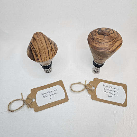 Custom Handmade Solid Olivewood Wine Stopper Gift Set