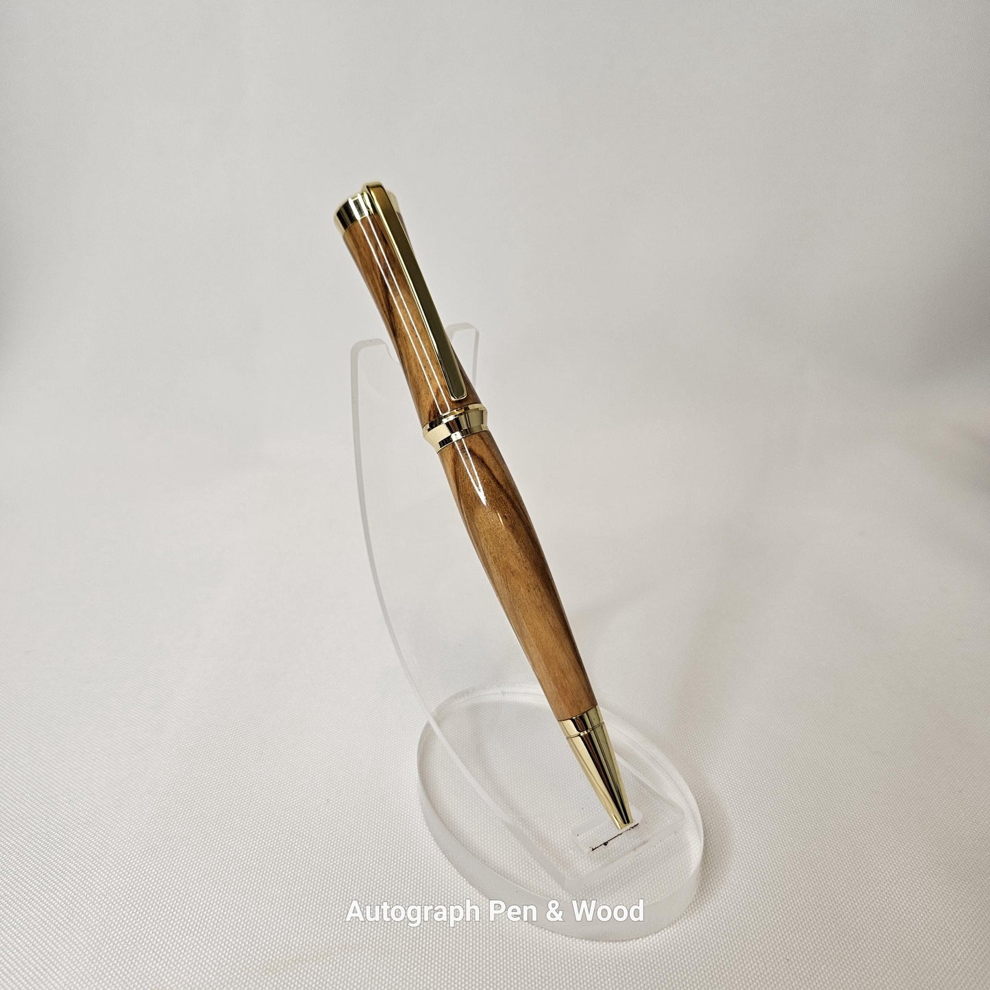 Olivewood Twist Pen with Gold Hardware – Handcrafted, Elegant Writing Instrument