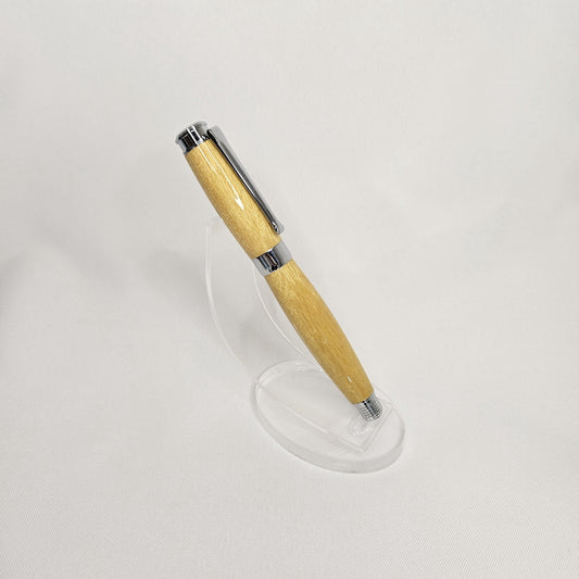 Artisan Handmade Yellowheart Rollerball Pen with Chrome Accents - Unique & Elegant Writing Instrument