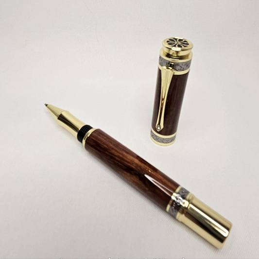 Granadillo Executive Rollerball Pen with Gold and Black Titanium Hardware