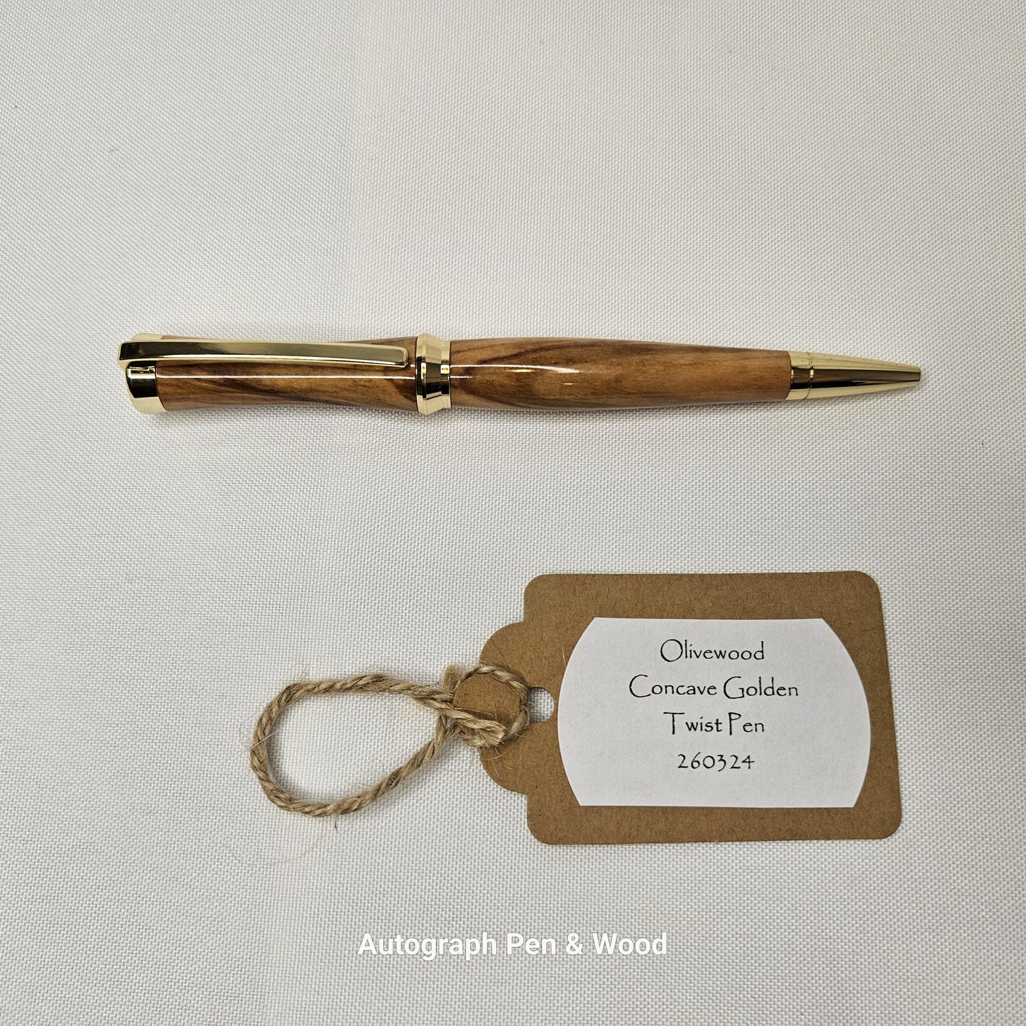 Olivewood Twist Pen with Gold Hardware – Handcrafted, Elegant Writing Instrument