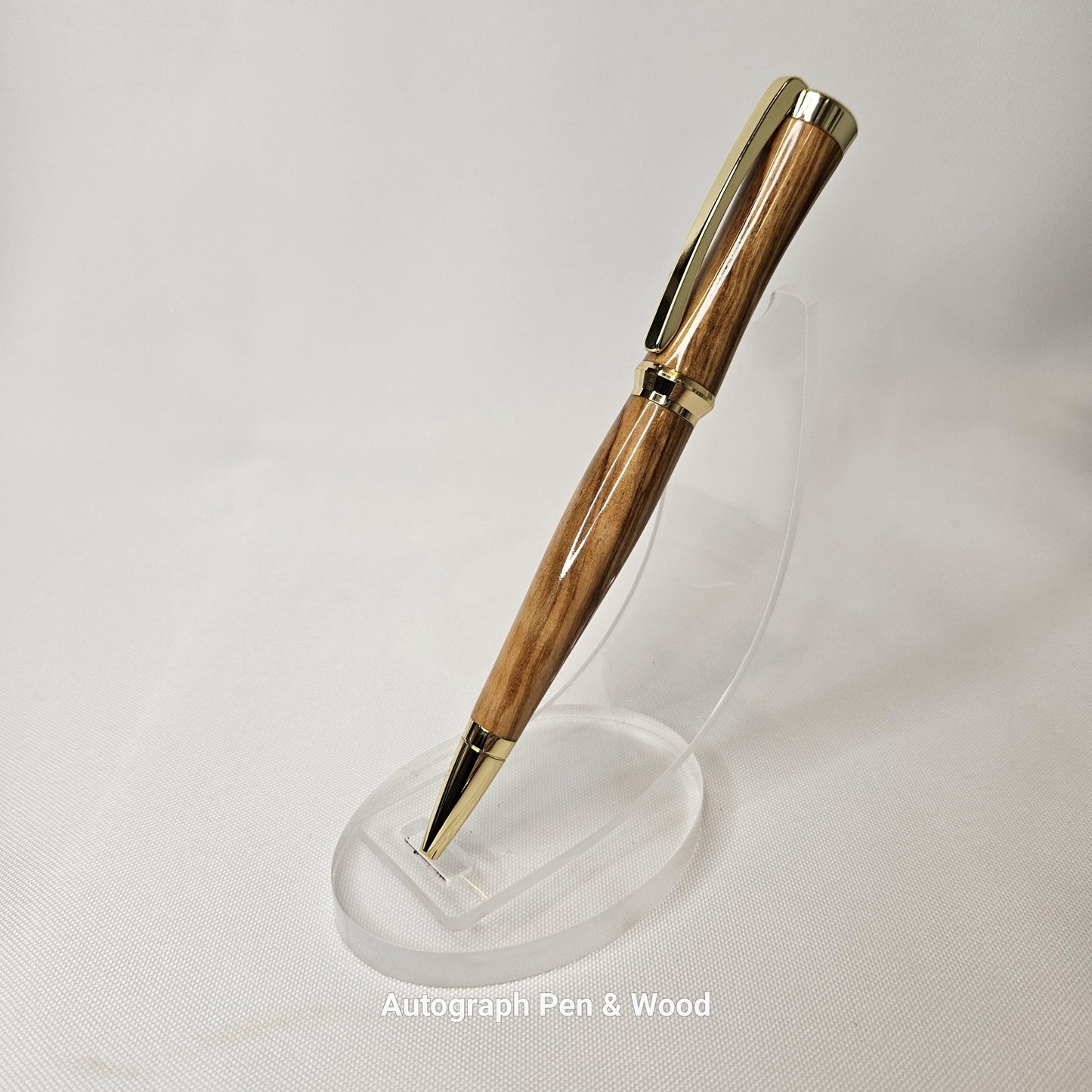Olivewood Twist Pen with Gold Hardware – Handcrafted, Elegant Writing Instrument