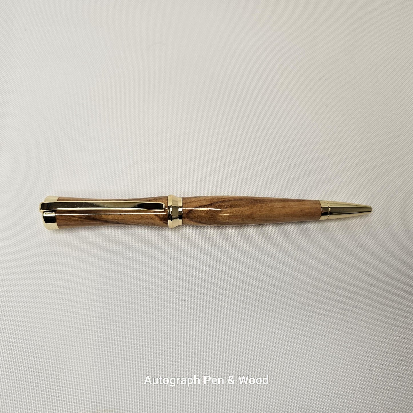 Olivewood Twist Pen with Gold Hardware – Handcrafted, Elegant Writing Instrument