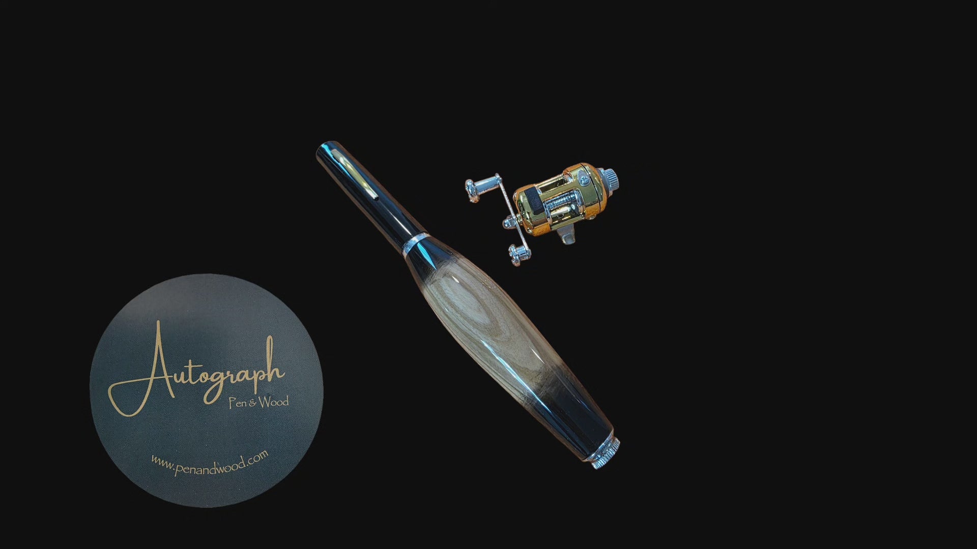 Load video: Handcrafted Pocket Fishing RodMade with care and precision, this pocket fishing rod was custom turned and finished as a one-of-a-kind gift. Compact in size but built to last, it’s designed to always be ready for adventure—whether tucked in a backpack, glove box, or pocket.