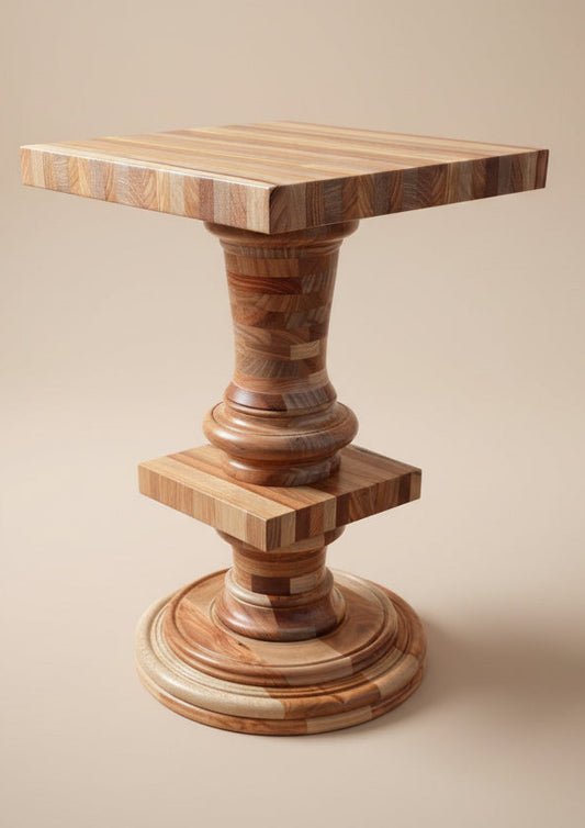 Handmade Solid Canary Wood Accent Table