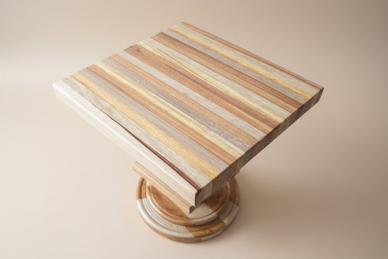 Handmade Solid Canary Wood Accent Table